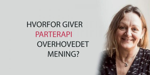 Et billede med overskrift af parterapeut Karin Koch fra København